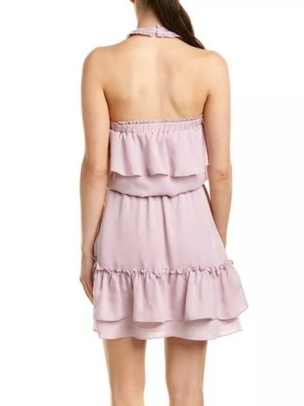 Parker Size S NWT Dusty Blush Pink Sleeveless Ruffle Tiered Halter Mini Dress - Picture 2 of 16